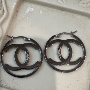 Silver Interlocking Hoop Earrings